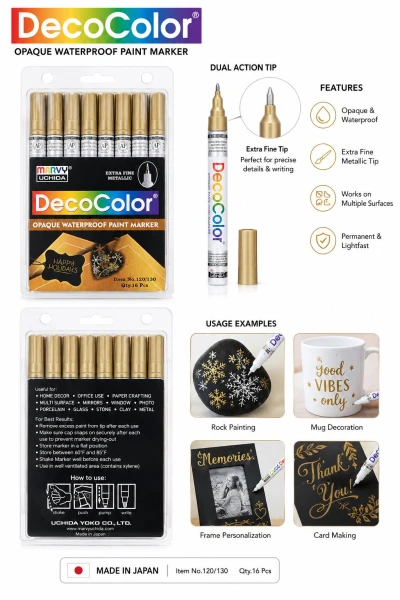 DecoColor® Opaque Waterproof Paint Marker – Extra Fine Metallic